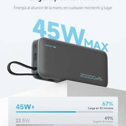 CUKTECH CP25 Power Bank 20.000 mAh con Cable USB-C Integrado y Carga Rápida de 45 W