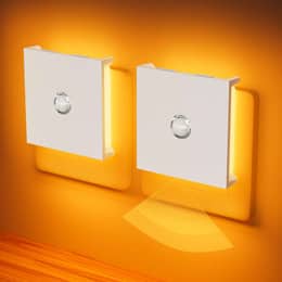 Feliigo Luz Nocturna LED Ámbar con Sensor de Movimiento, Pack de 2 Unidades y 3 Modos