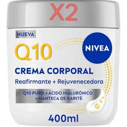 X2.NIVEA Q10 Crema Reafirmante + Rejuvenecedora para Zonas Específicas (400 ml)con Ácido Hialurónico y Manteca de Karité,brazos, glúteos.